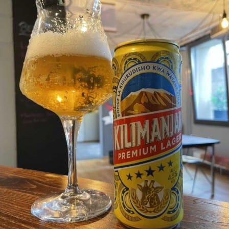 Cold Kilimanjaro beer in a can. Can you drink alcohol in Zanzibar