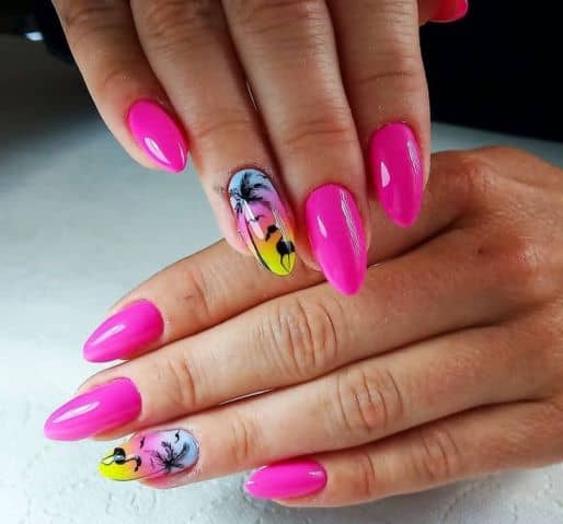 27+ Pink Tropical Nail Designs you’ll fall in love!
