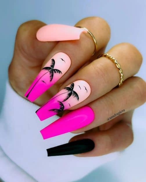 27+ Pink Tropical Nail Designs you'll fall in love!