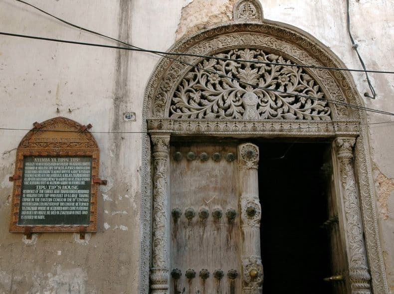 An old Zanzibari door at Tipu's house in Zanzibar 