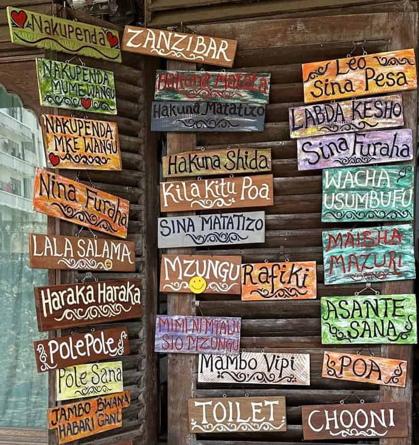 signs in Zanzibar Language Swahili
