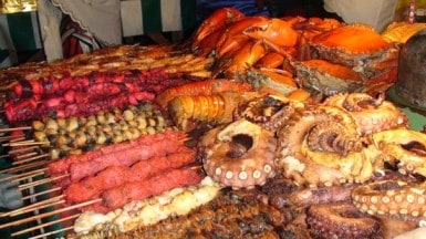 Zanzibar street food at forodhani night market 