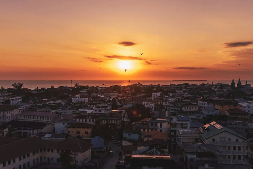 a beautiful sunset over stone town 